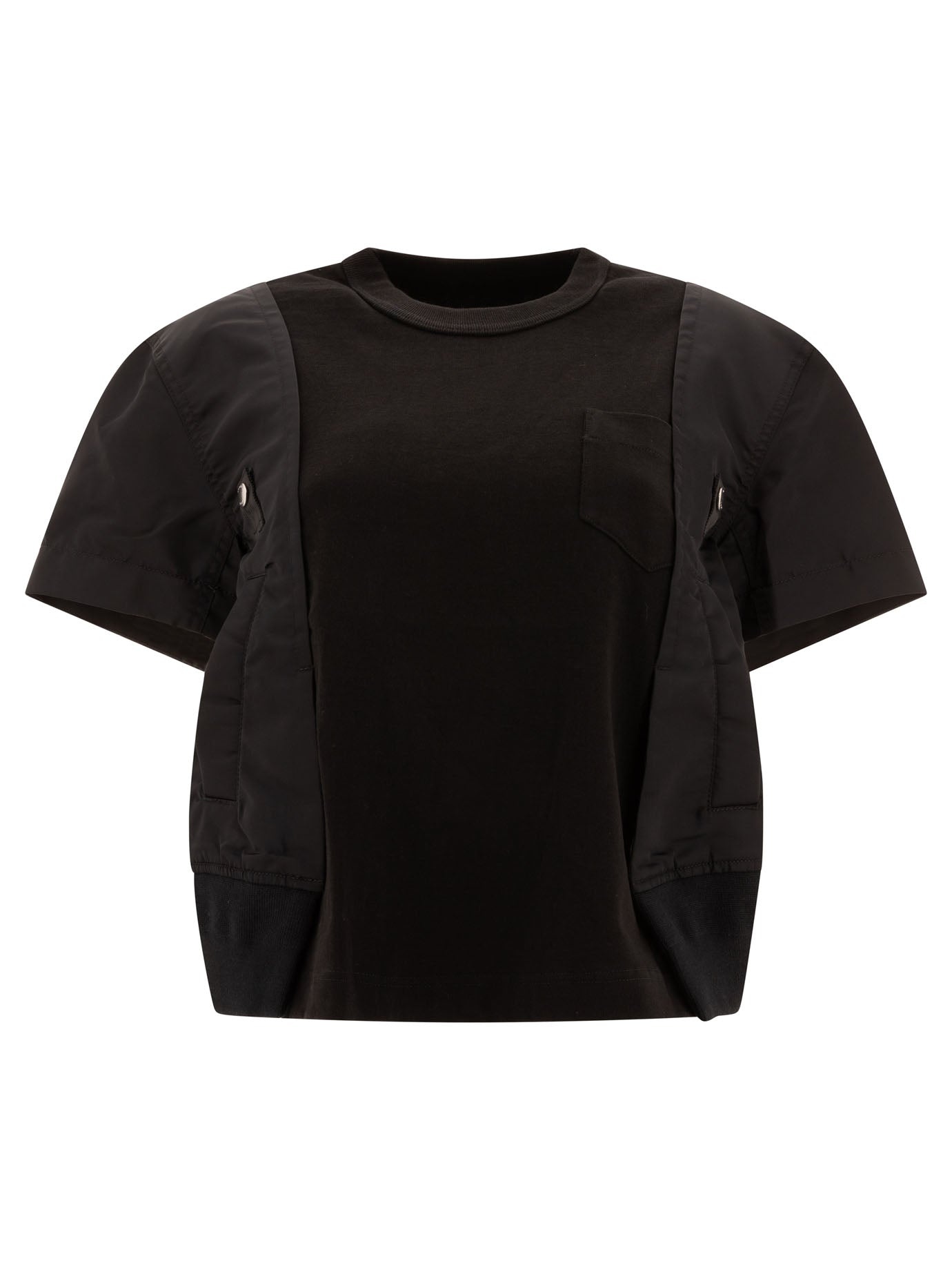 Nylon Twill X Cotton Jersey T-Shirts Black - 1