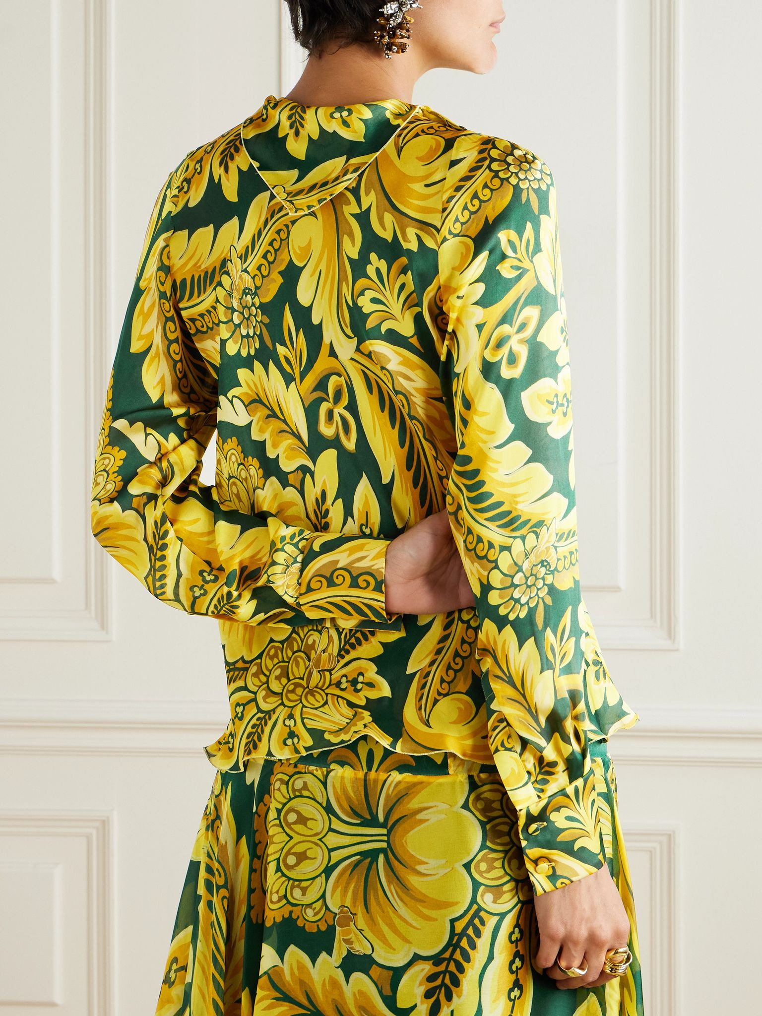 Printed silk blouse Yellow - 4