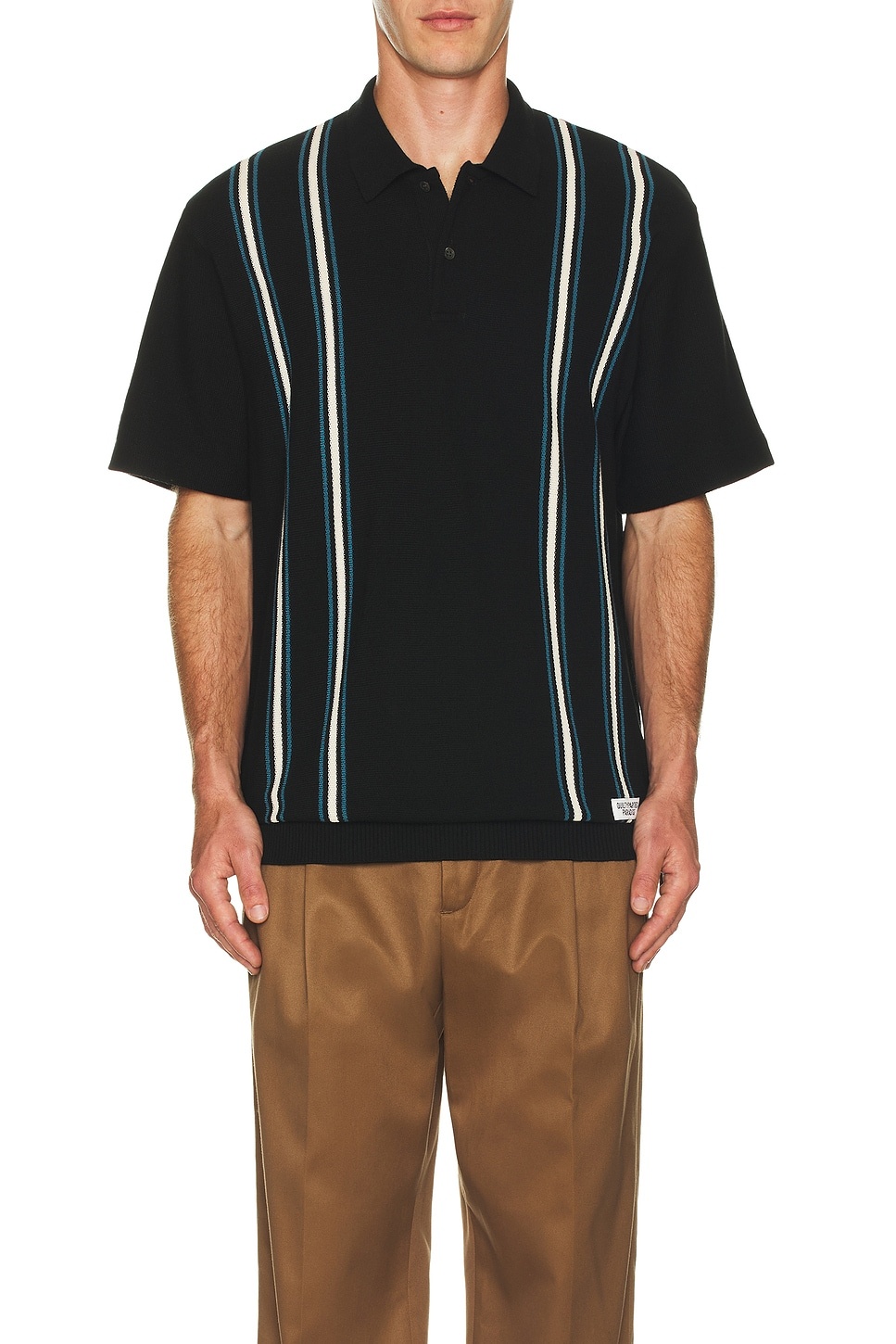 Striped Knit Polo Shirt - 4