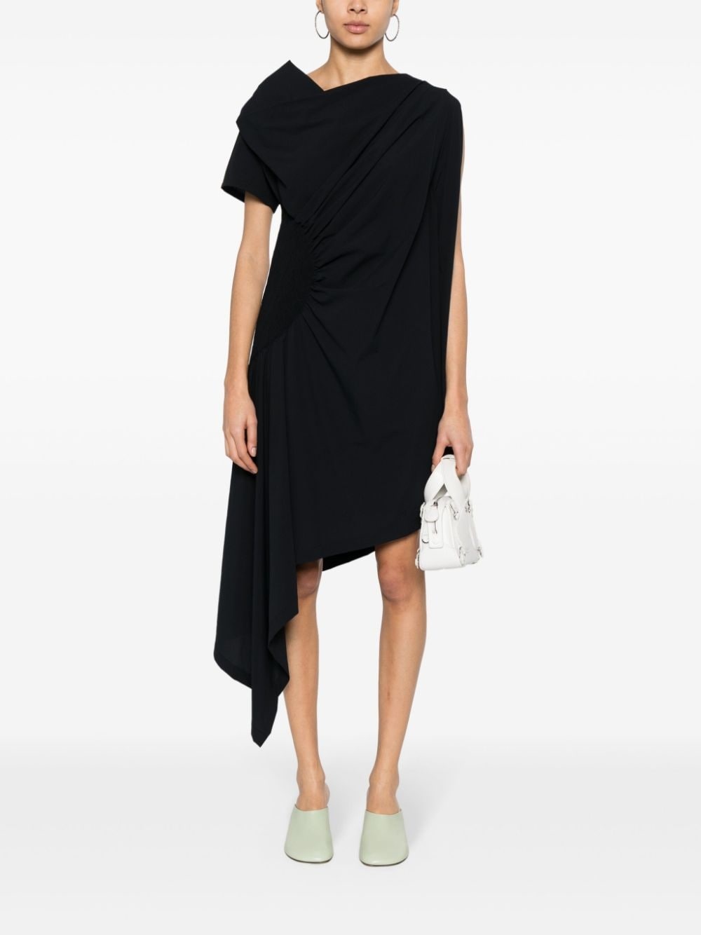 crepe asymmetric mini dress - 2