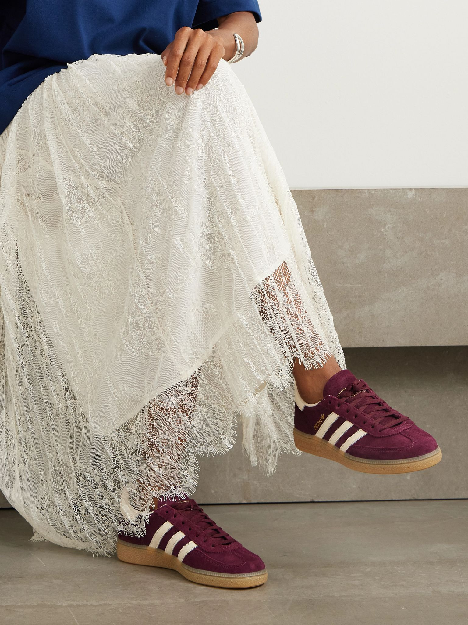 Handball Spezial leather-trimmed suede sneakers Burgundy - 2