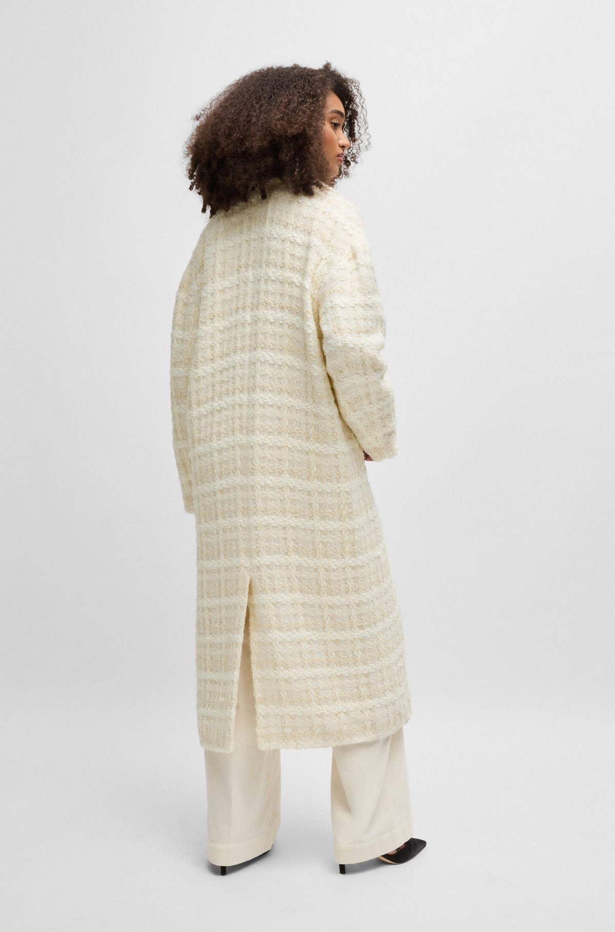 RELAXED-FIT SINGLE-BREASTED TWEED COAT - 4