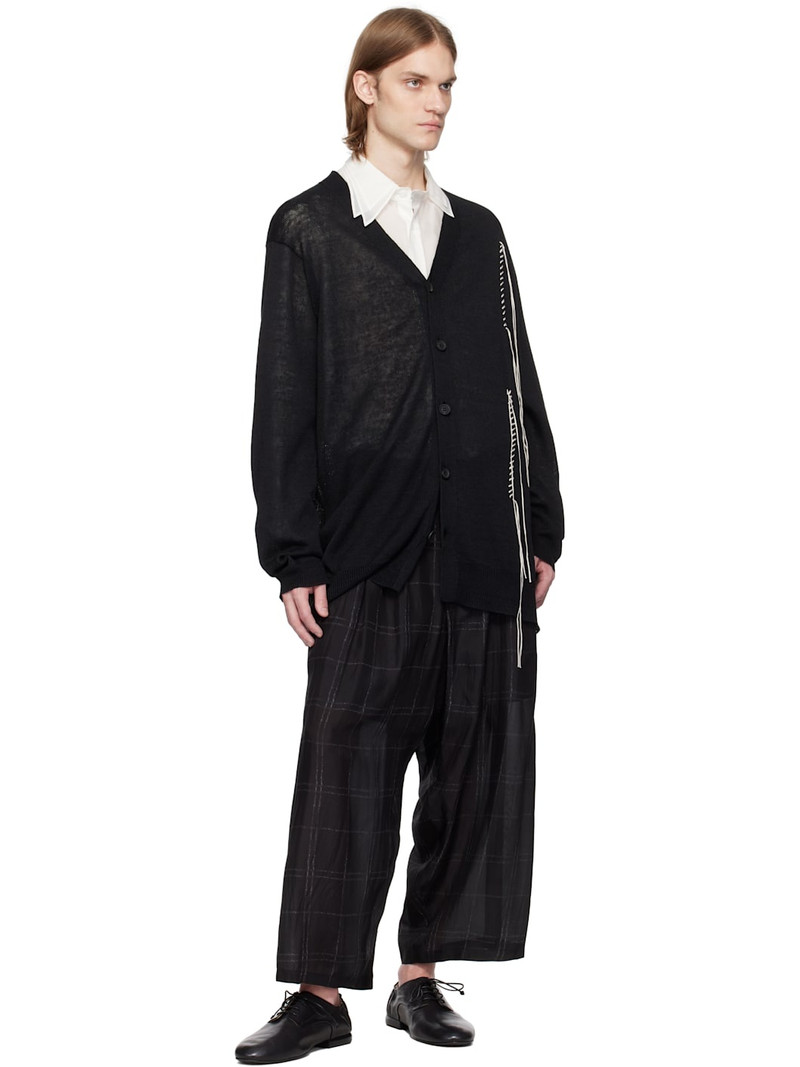 Yohji Yamamoto Black 6 Tucks Plaid Trousers outlook