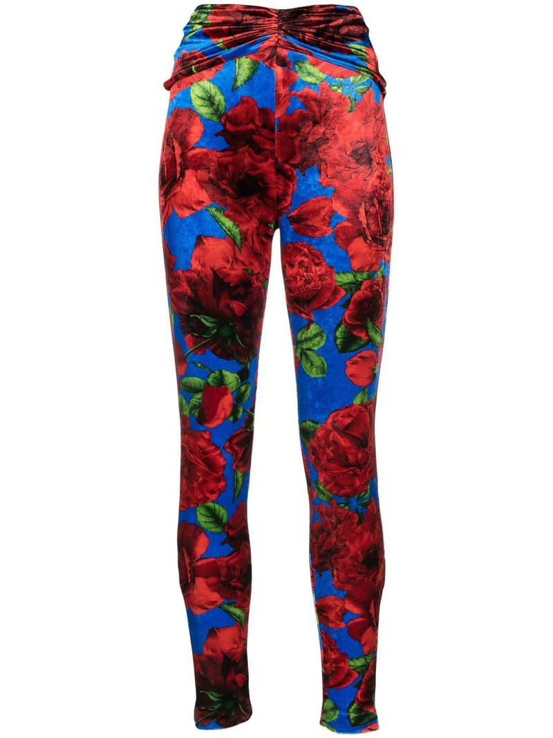 rose-print velvet leggings 1