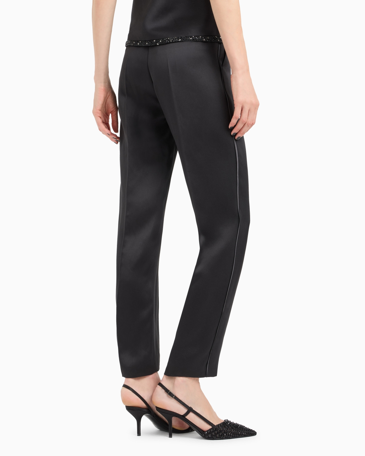 GLITTER SILK SATIN SINGLE-PLEAT TROUSERS - 3