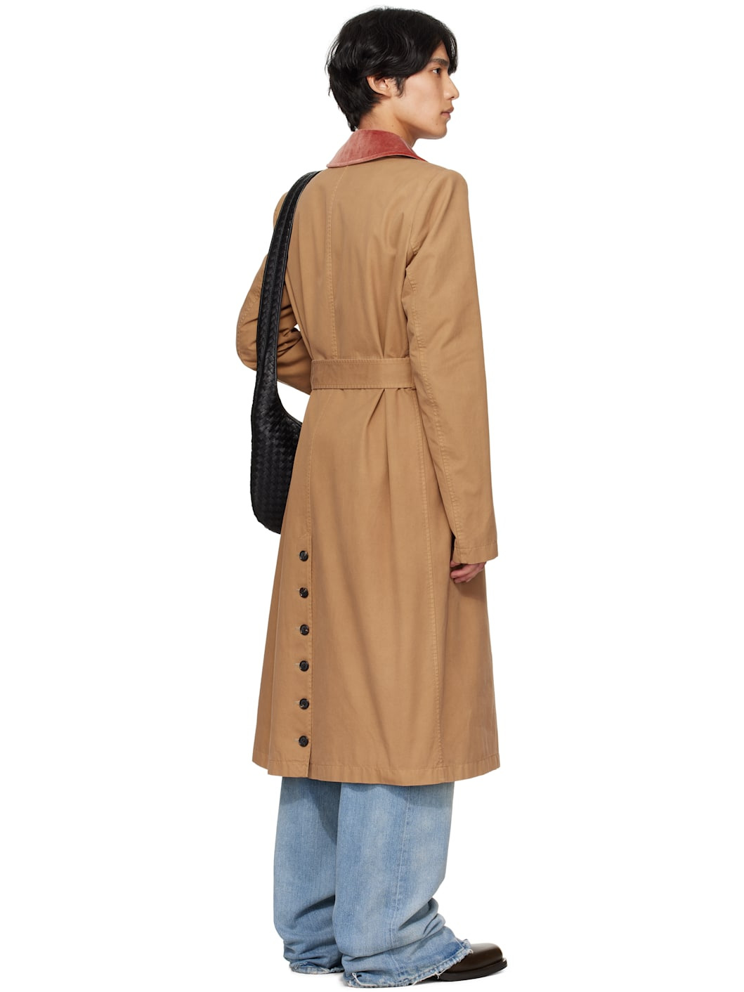Tan Stacked Shoulder Trench Coat - 3