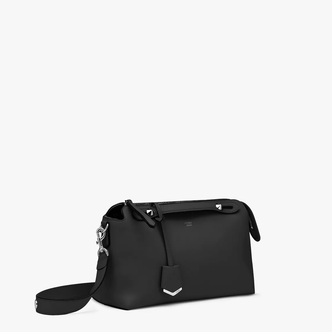 Soft black leather Boston bag. The interior is divided into two practical compartments by a partitio - 2