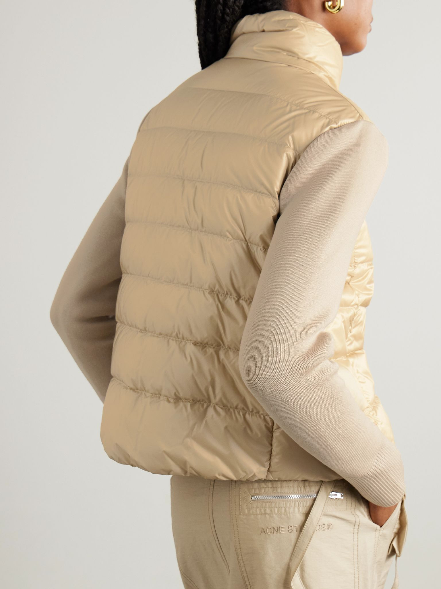 Apliquéd wool and quilted shell down cardigan Off-white - 4
