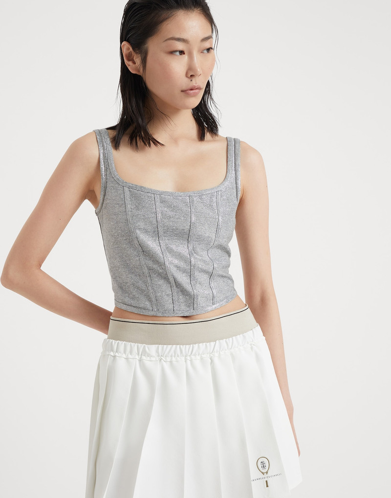 Linen 과 cotton sparkling jersey 상단 와 빛나는 트림 1