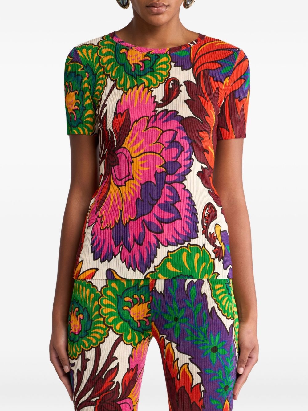 floral-print t-shirt - 3