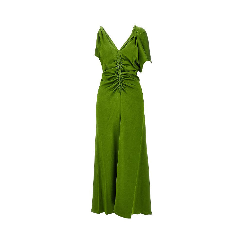GATHERED ASYMMETRICAL SATIN DRESS - 1