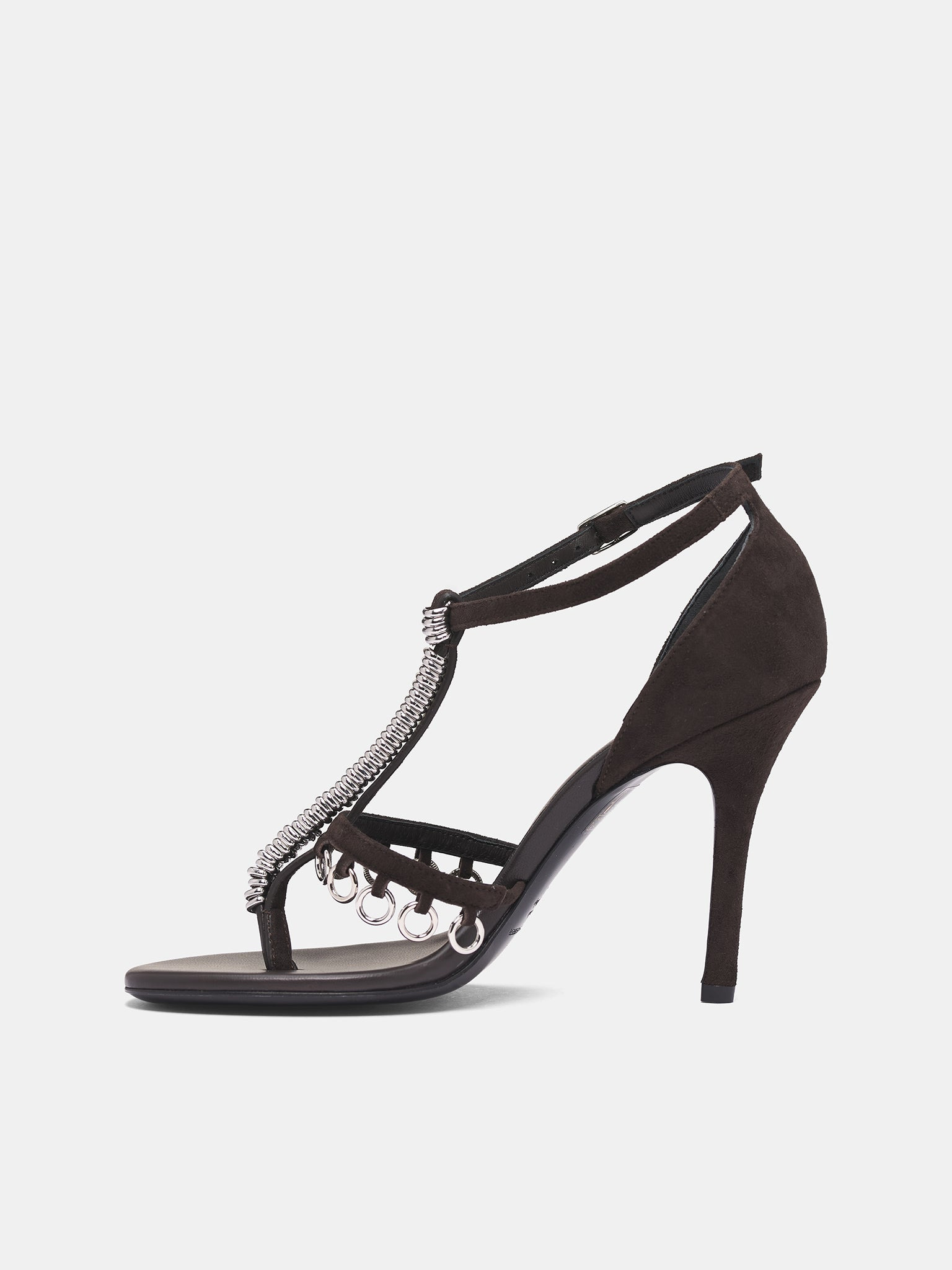 Espresso Suede Ludo Pierced Heels - 3