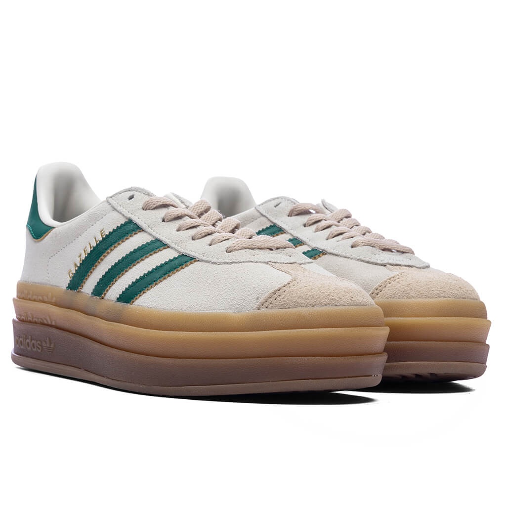 WOMENS GAZELLE BOLD - CREAM WHITE/COLLEGIATE GREEN/MAGIC BEIGE - 2
