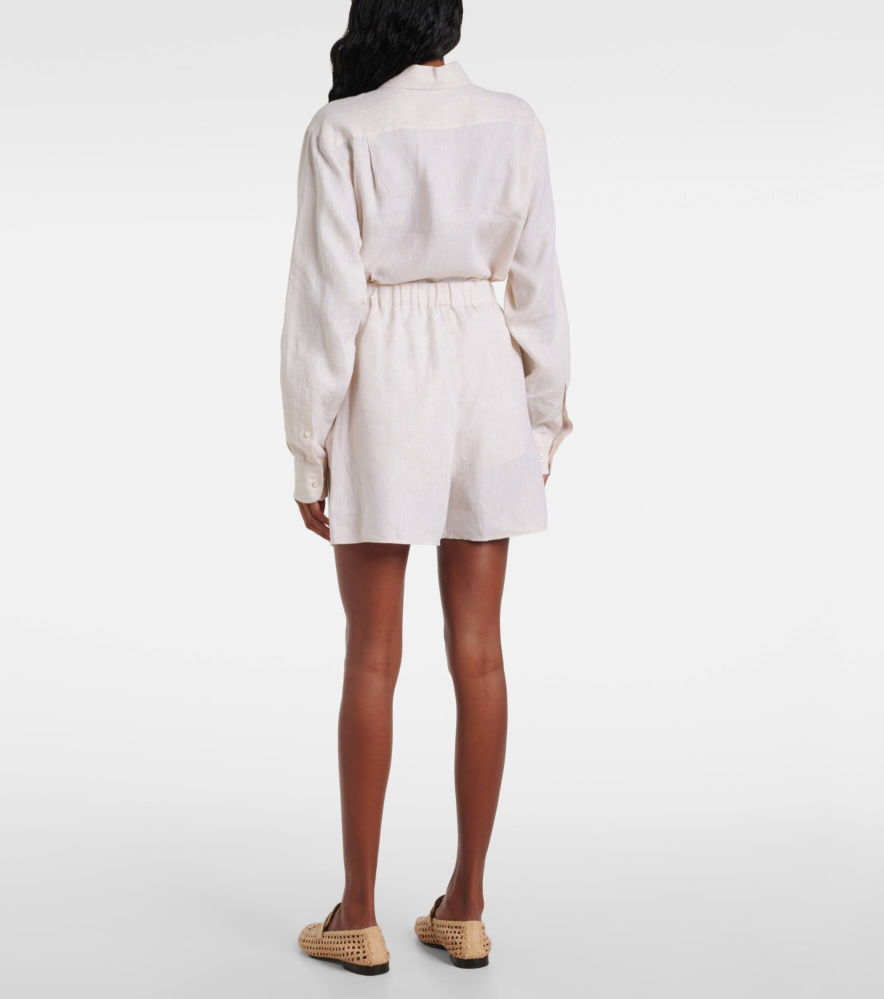 Angelo linen Bermuda shorts - 3