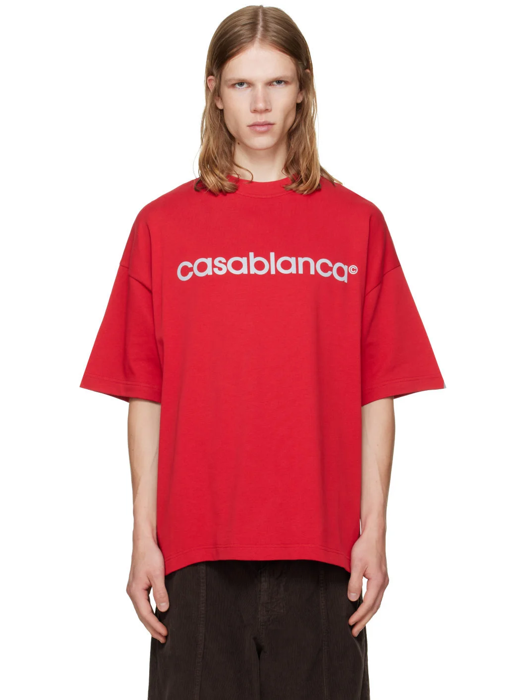 Red Reflective Logo Oversized T-shirt - 1