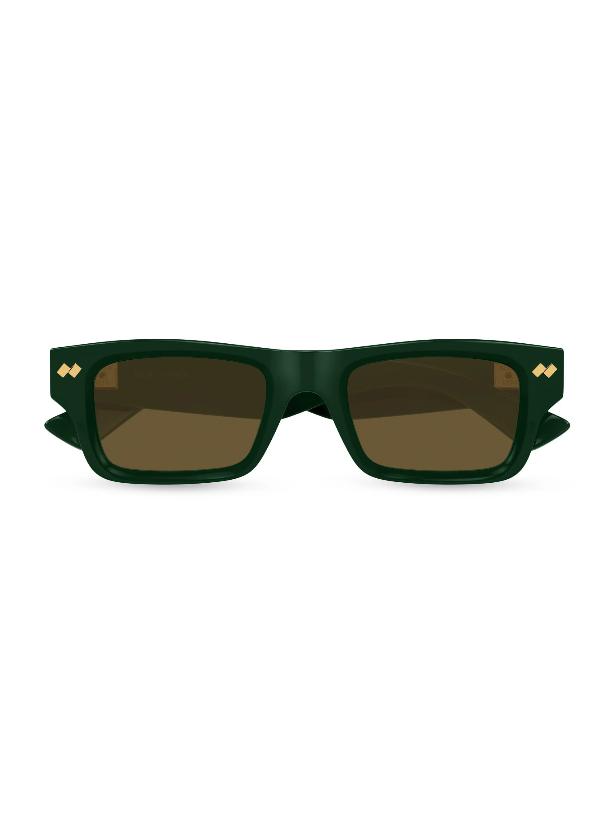 Men's Bold Ribbon Stud 50MM Square Sunglasses - Green Light Brown - 1