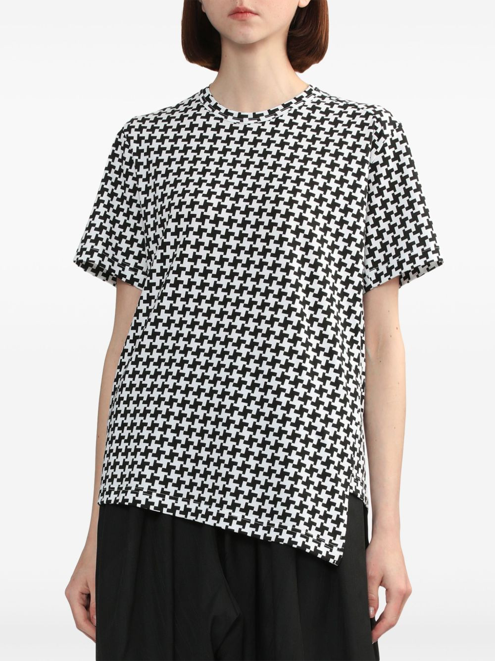 asymmetric houndstooth T-shirt - 3