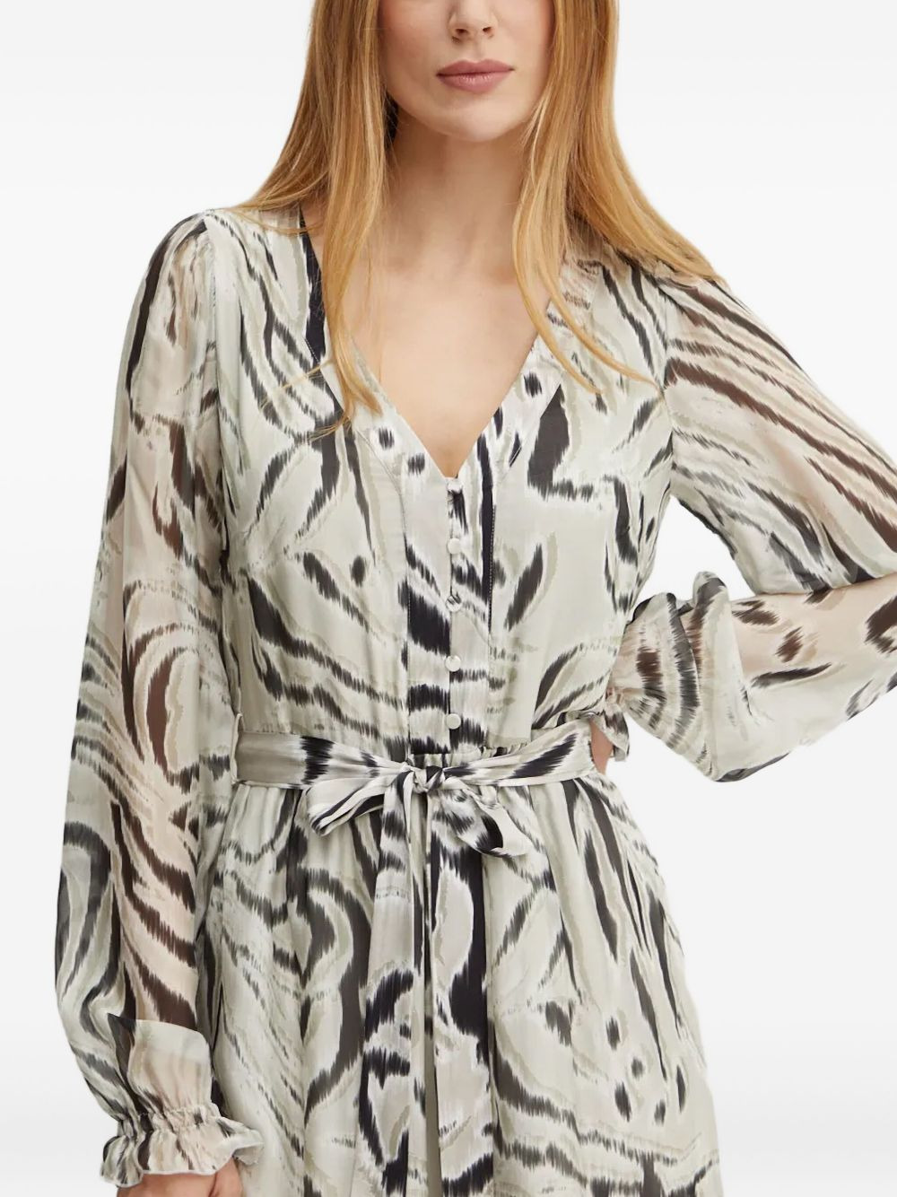 zebra-print belted mini dress - 4