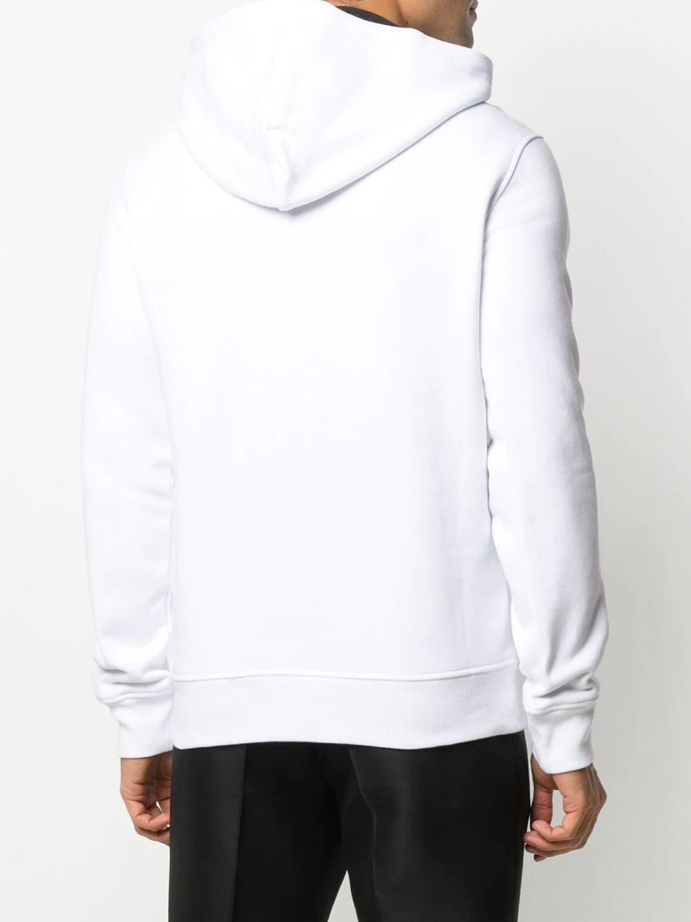 flocked logo cotton hoodie - 4