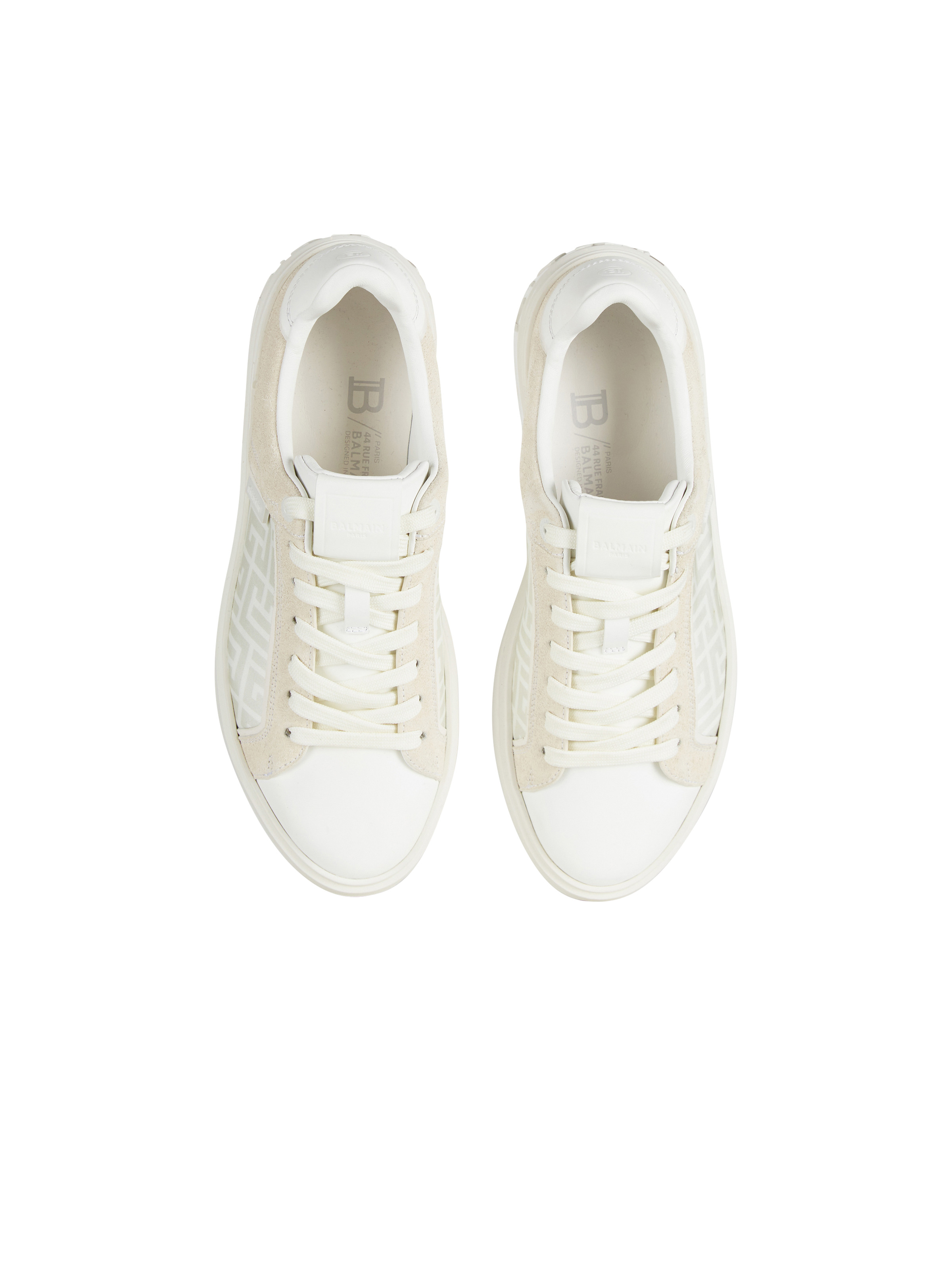 B-Court monogrammed nylon and leather trainers - 3