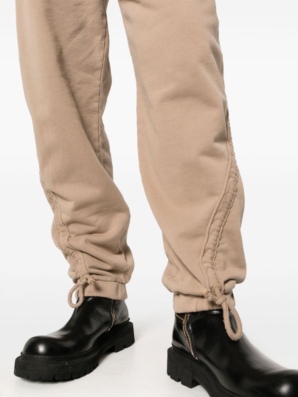 drawstring cotton straight-leg trousers - 5