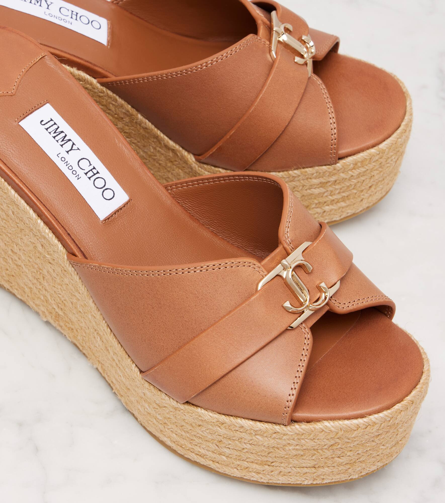 Leda 100 leather platform wedge sandals - 5