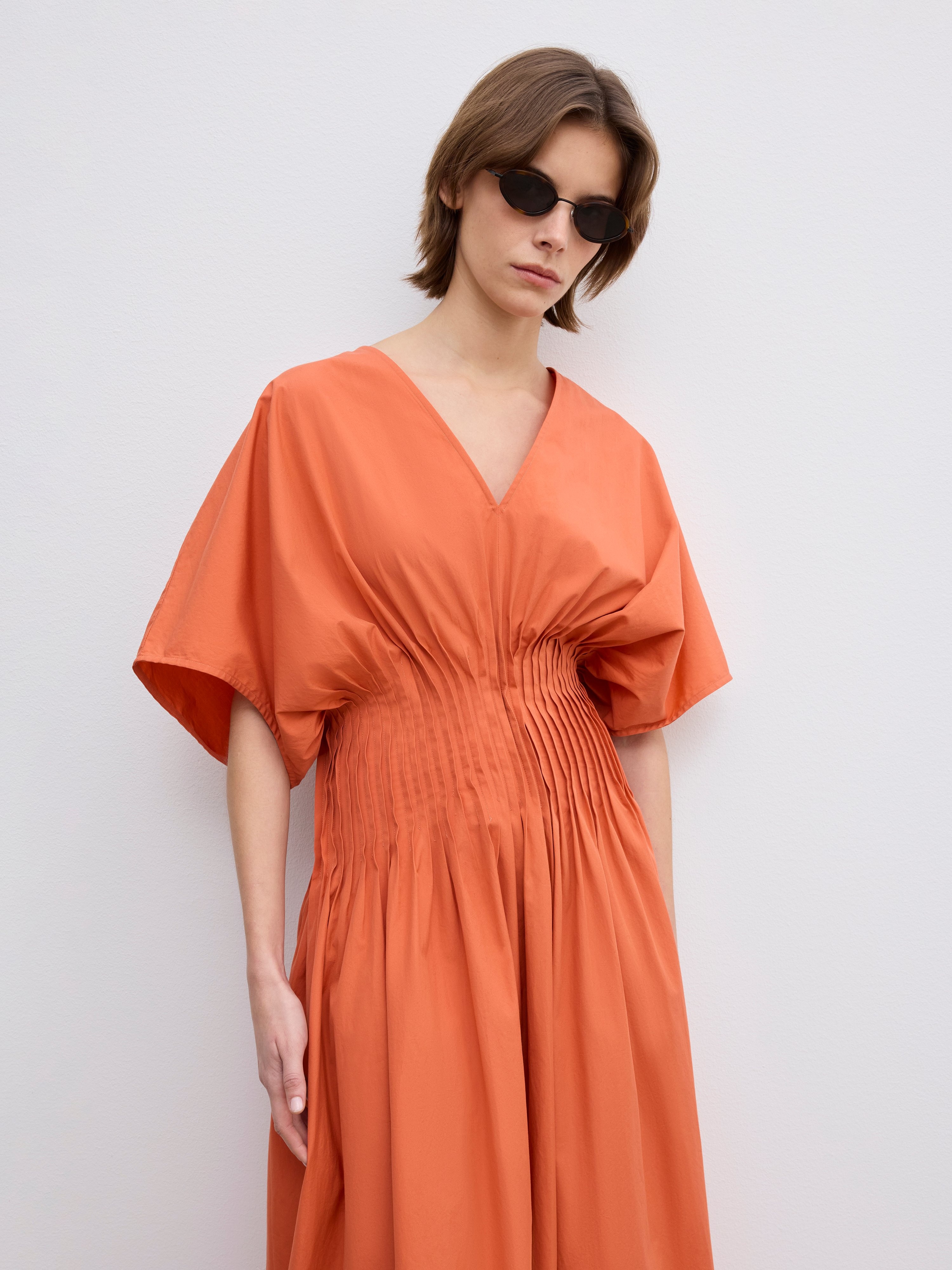 Poplin v-neck dress - 2
