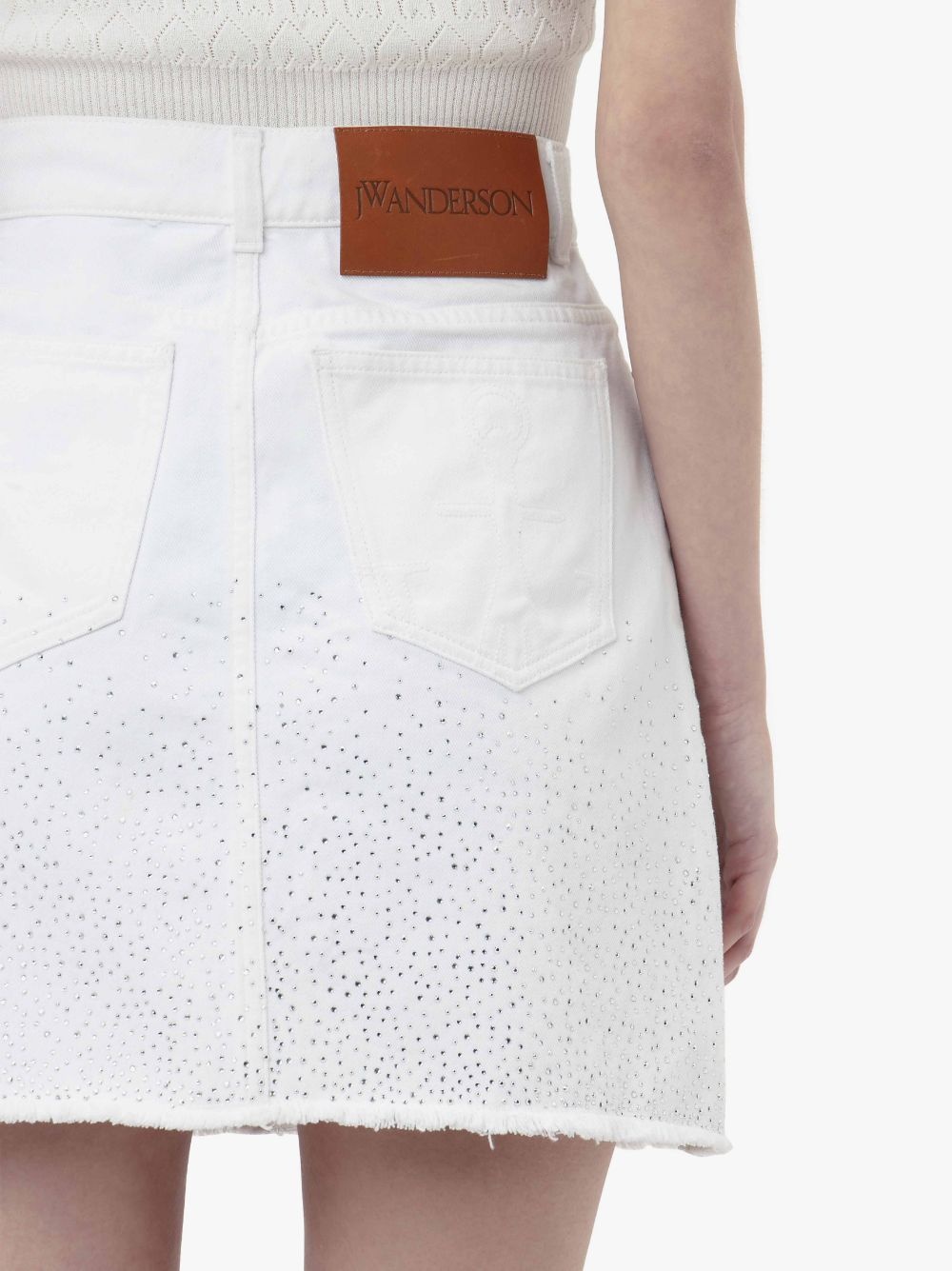CRYSTAL HEM DENIM MINI SKIRT - 5