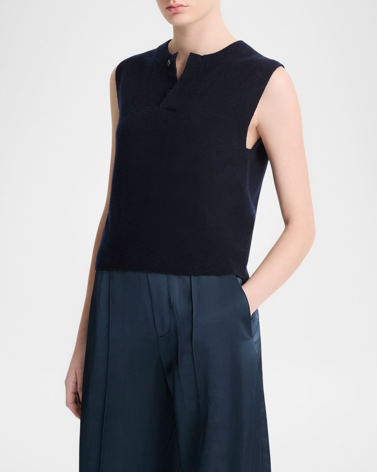 Sleeveless Henley Shell - 5