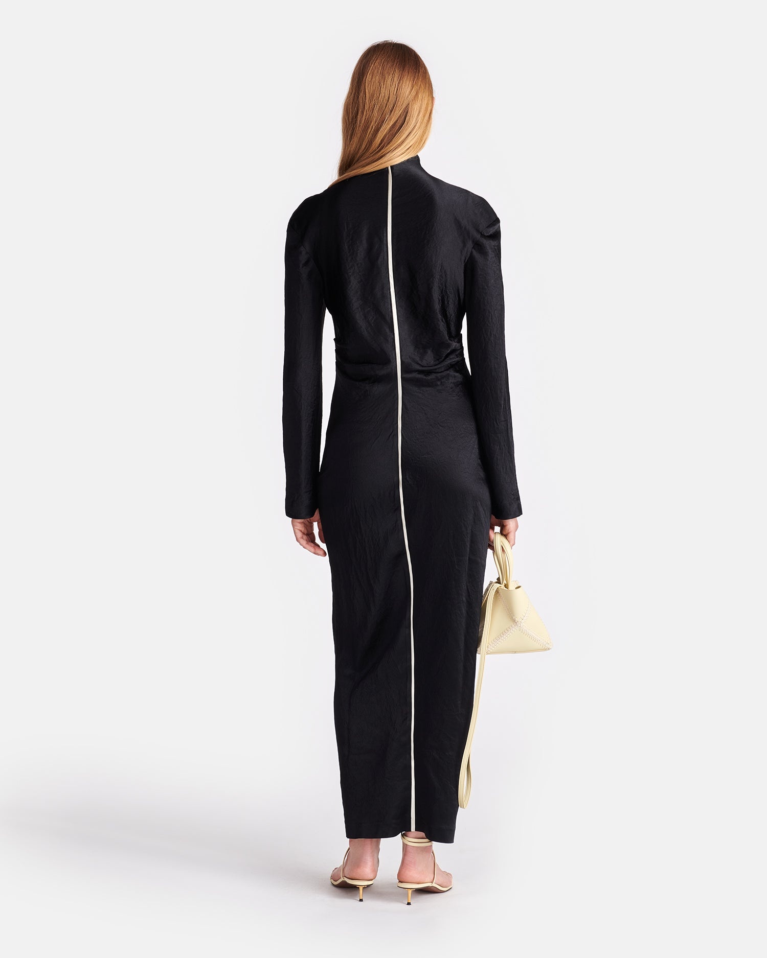 Draped Crinkled-Satin Midi Dress - 3