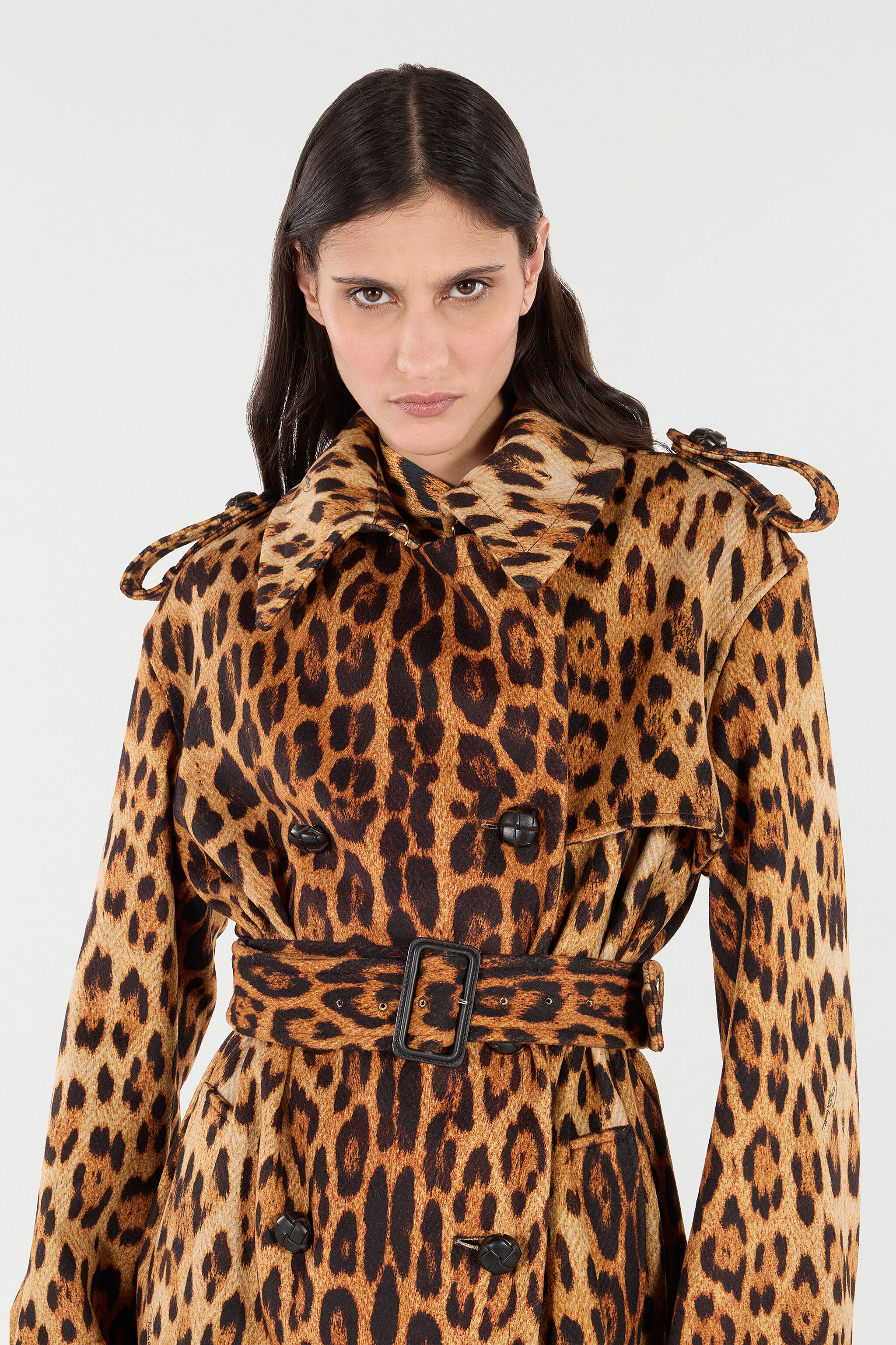 Long Trench Coat With Jaguar Skin Print - 6