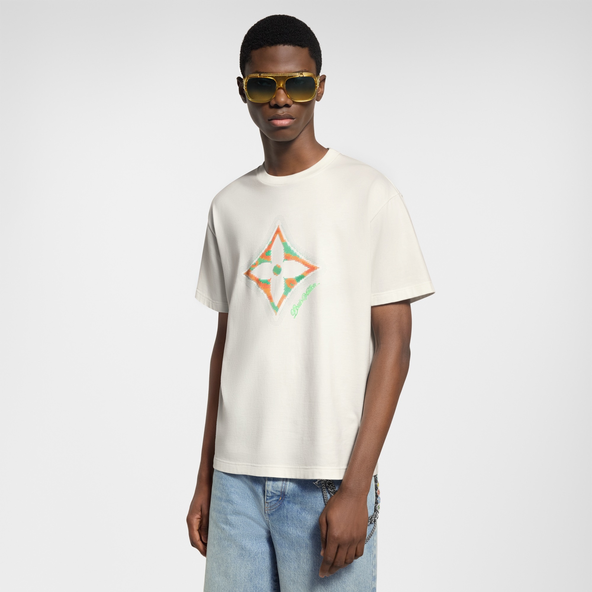 Monogram Flower 3D Gradient Print T-Shirt - 2