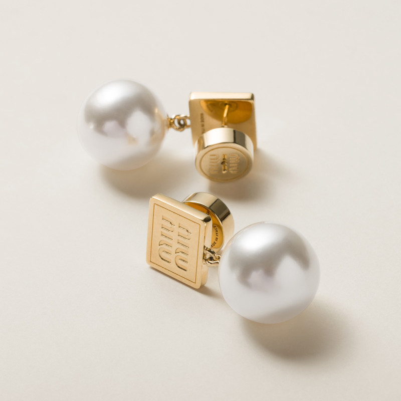 Miu Miu Metal and synthetic pearl earrings outlook