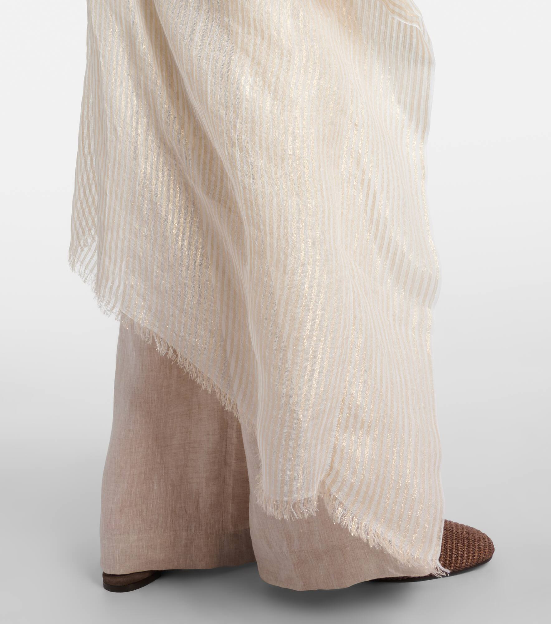 Fringed linen-blend cape - 4