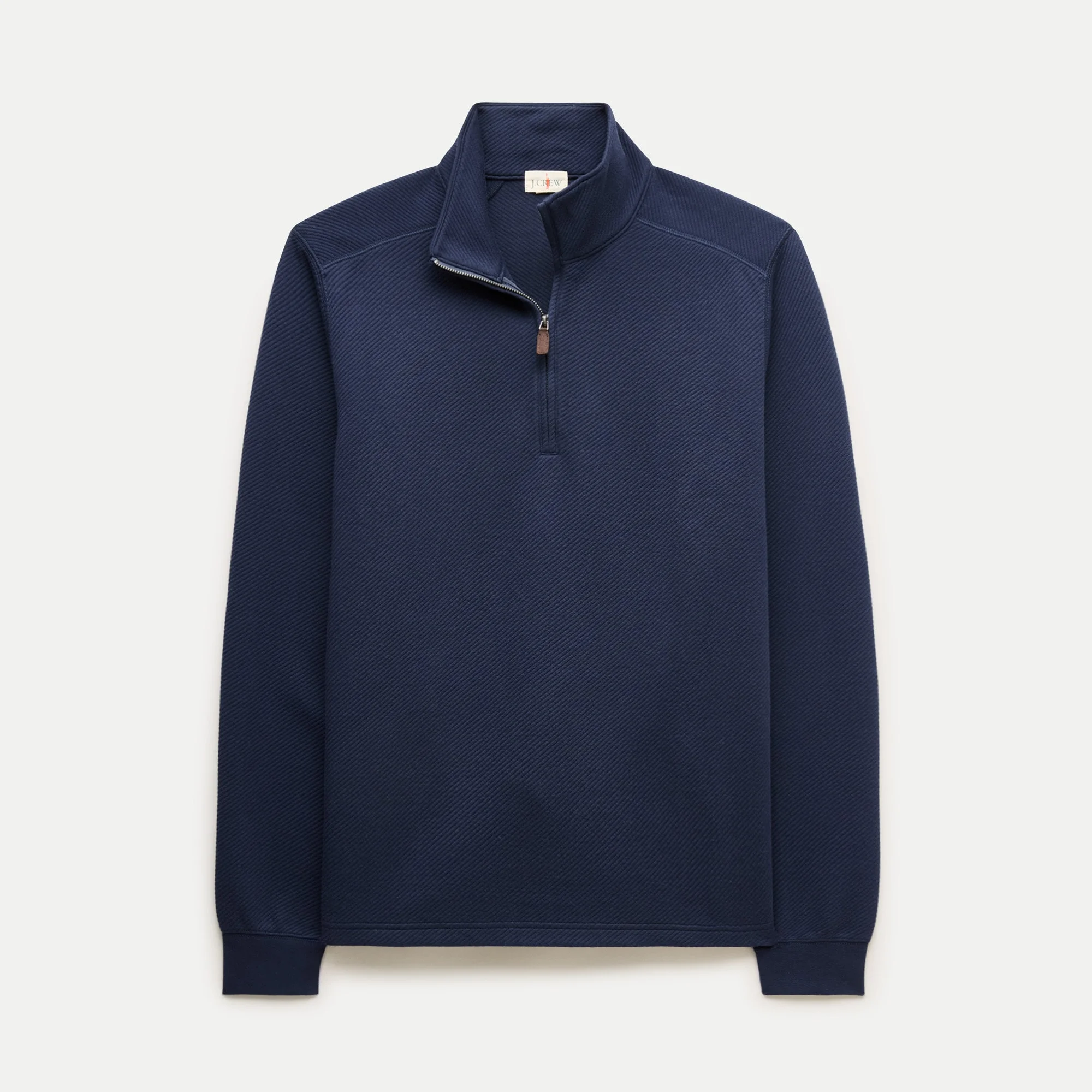 Quarter-zip pullover in cotton jacquard - 1