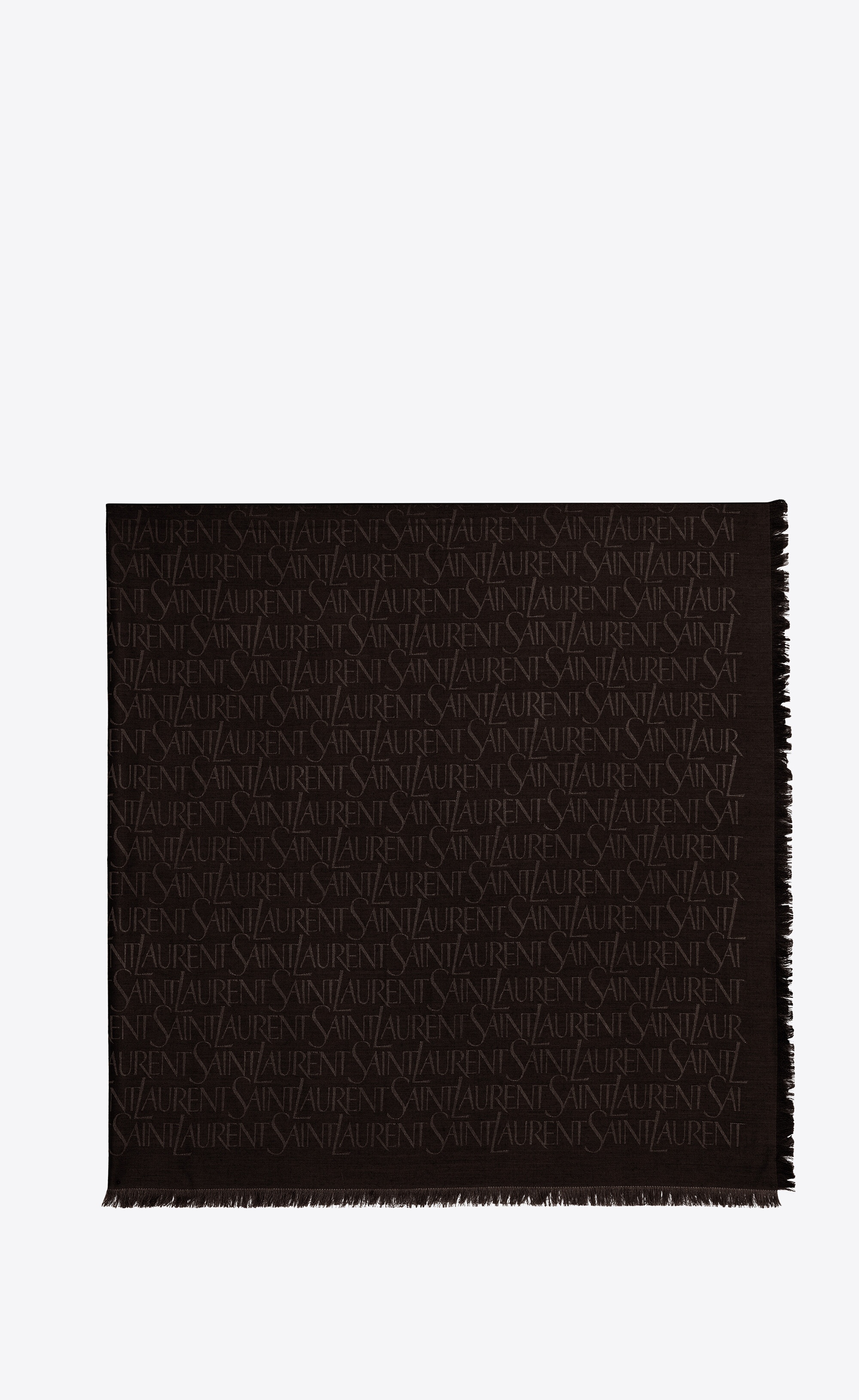 saint laurent large square scarf in silk and wool jacquard - 1
