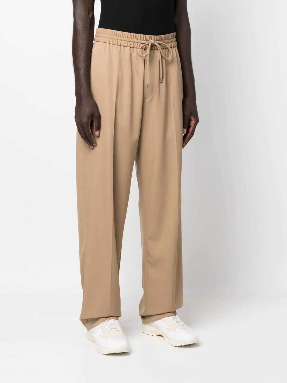 straight-leg drawstring-waistband trousers - 3