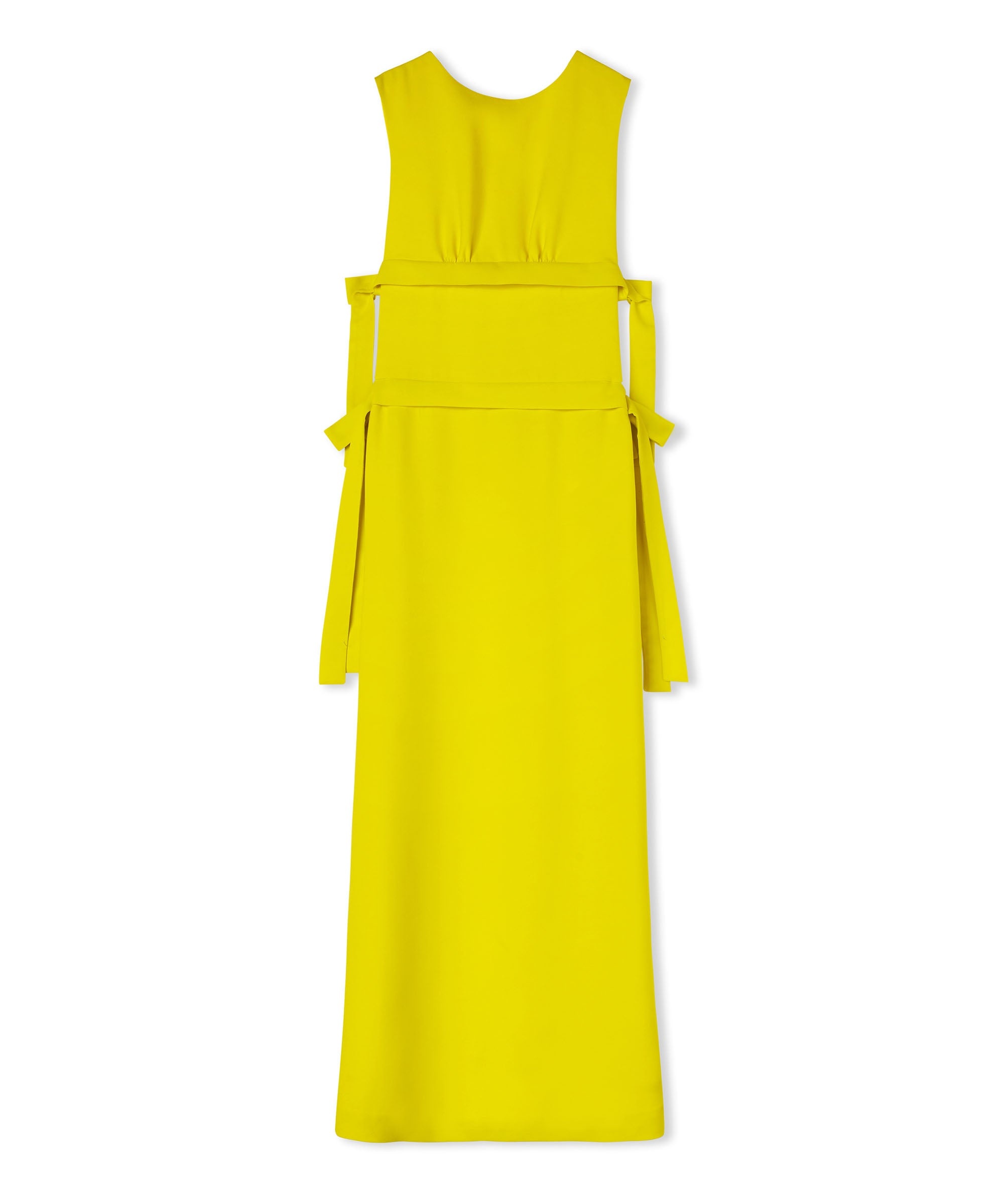 Viscose long dress with wide slit and bows - 3