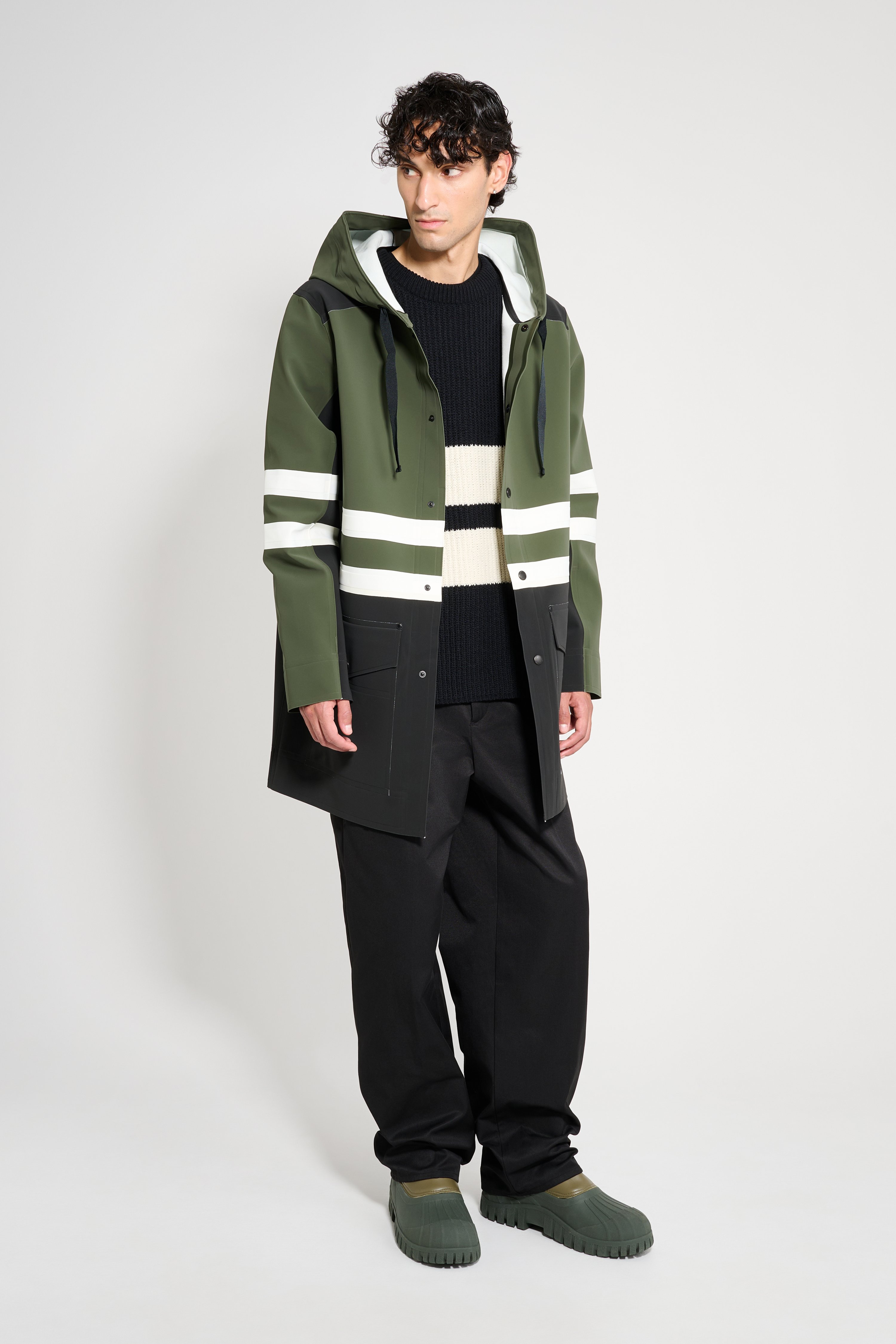 Nockeby Raincoat Black/Green/White - 5