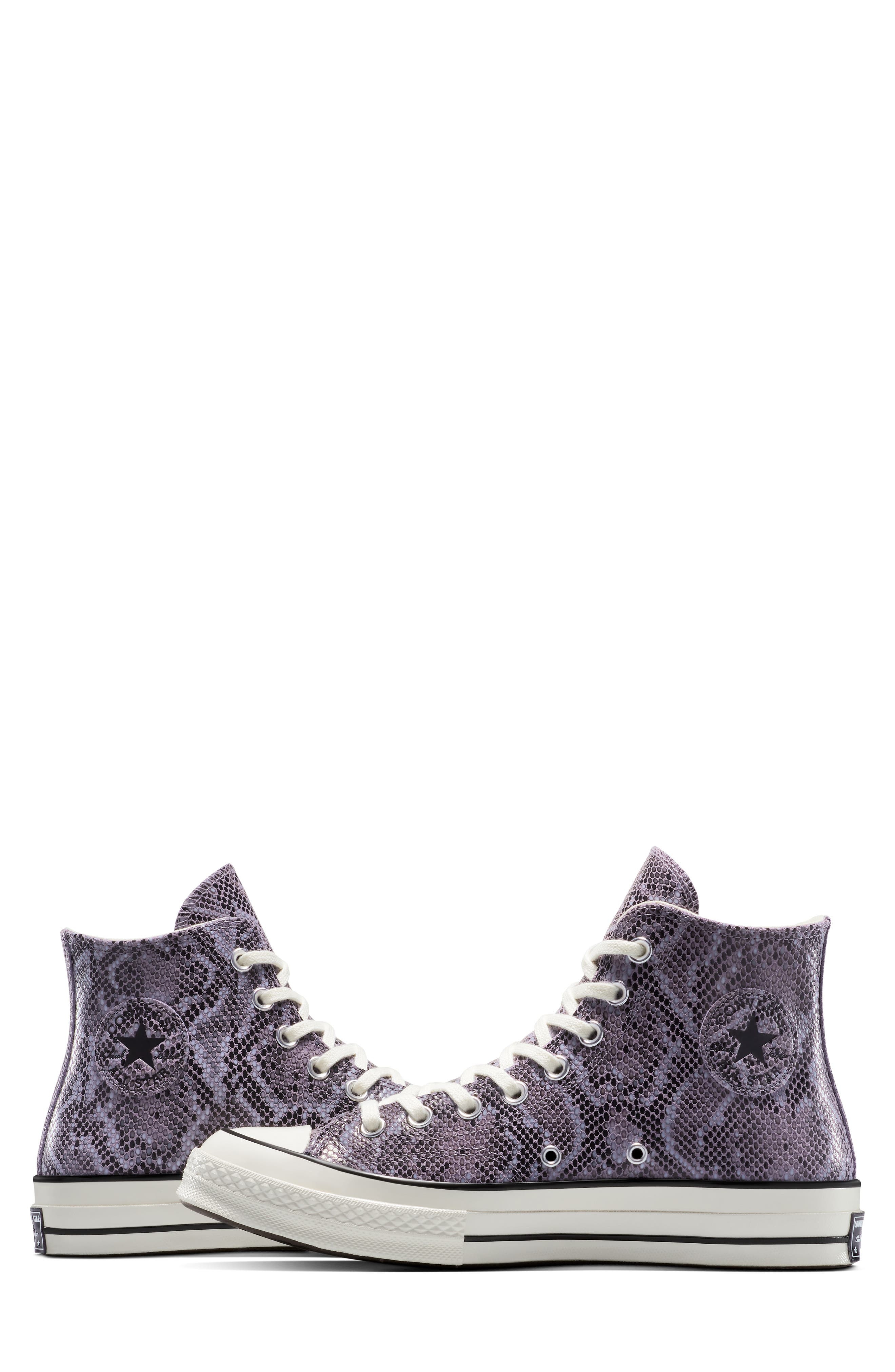 Converse Chuck 70 Faux Snakeskin Suede High Top Sneaker in Mauve Stone/Egret/Black at Nordstrom - 9