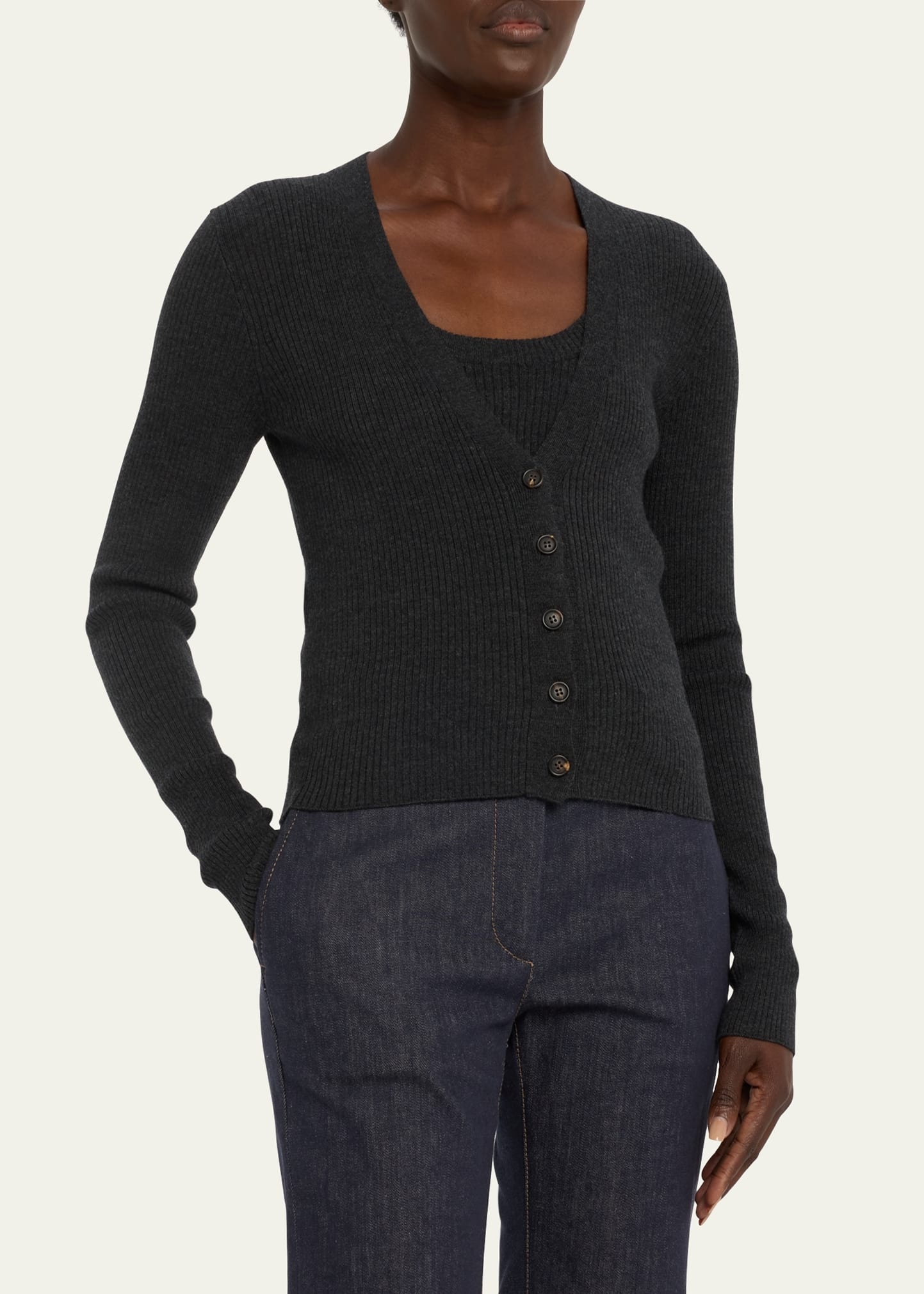 Fitted Wool-Cashmere Cardigan - 5