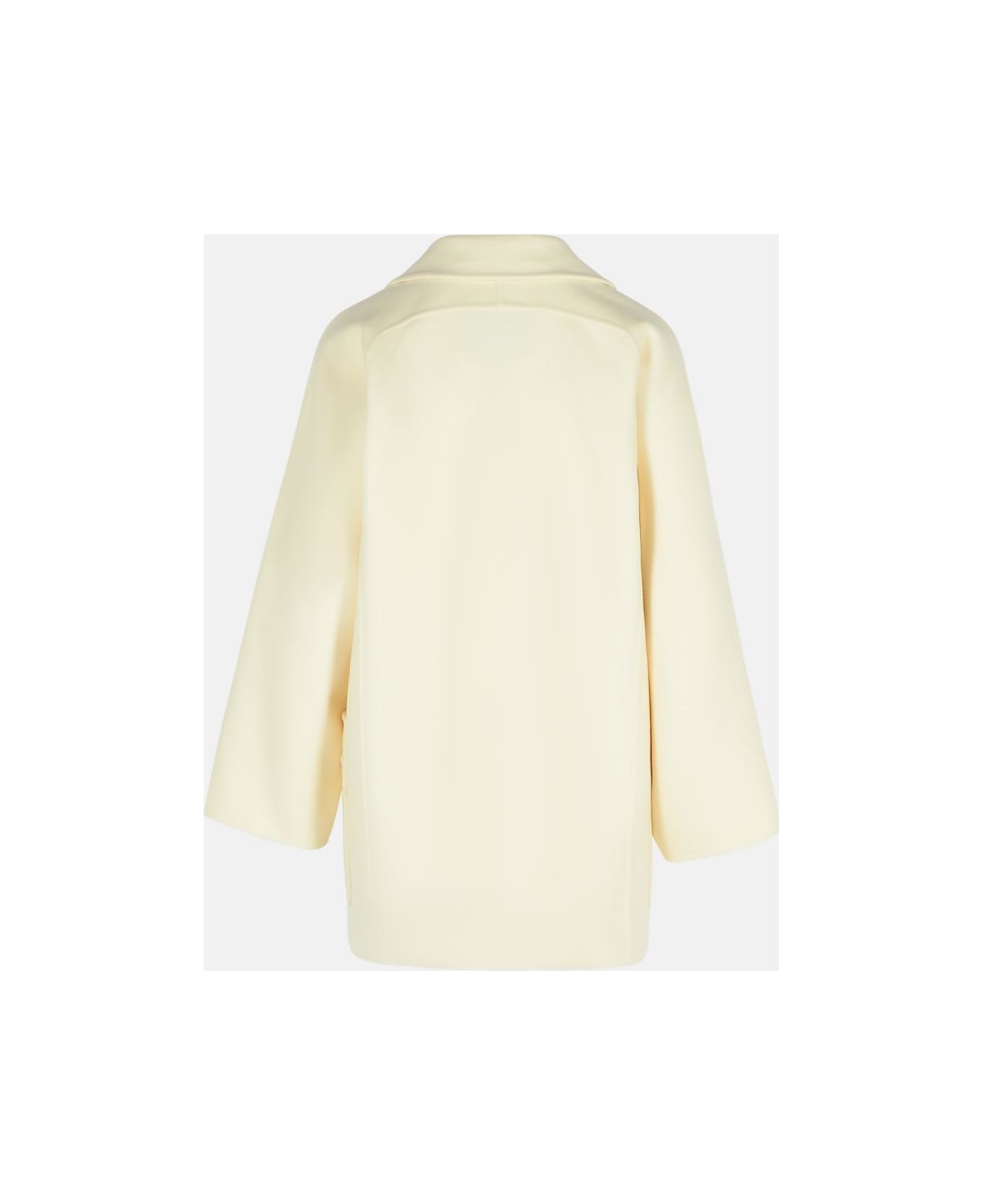 'teddy Crop' White Wool Blend Coat - 3
