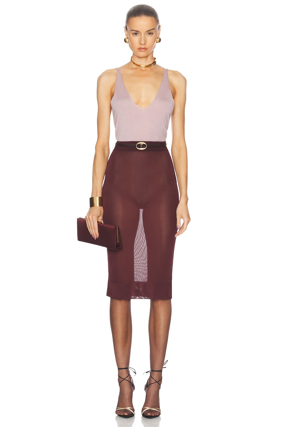 SAINT LAURENT Midi Pencil Skirt | forward | REVERSIBLE