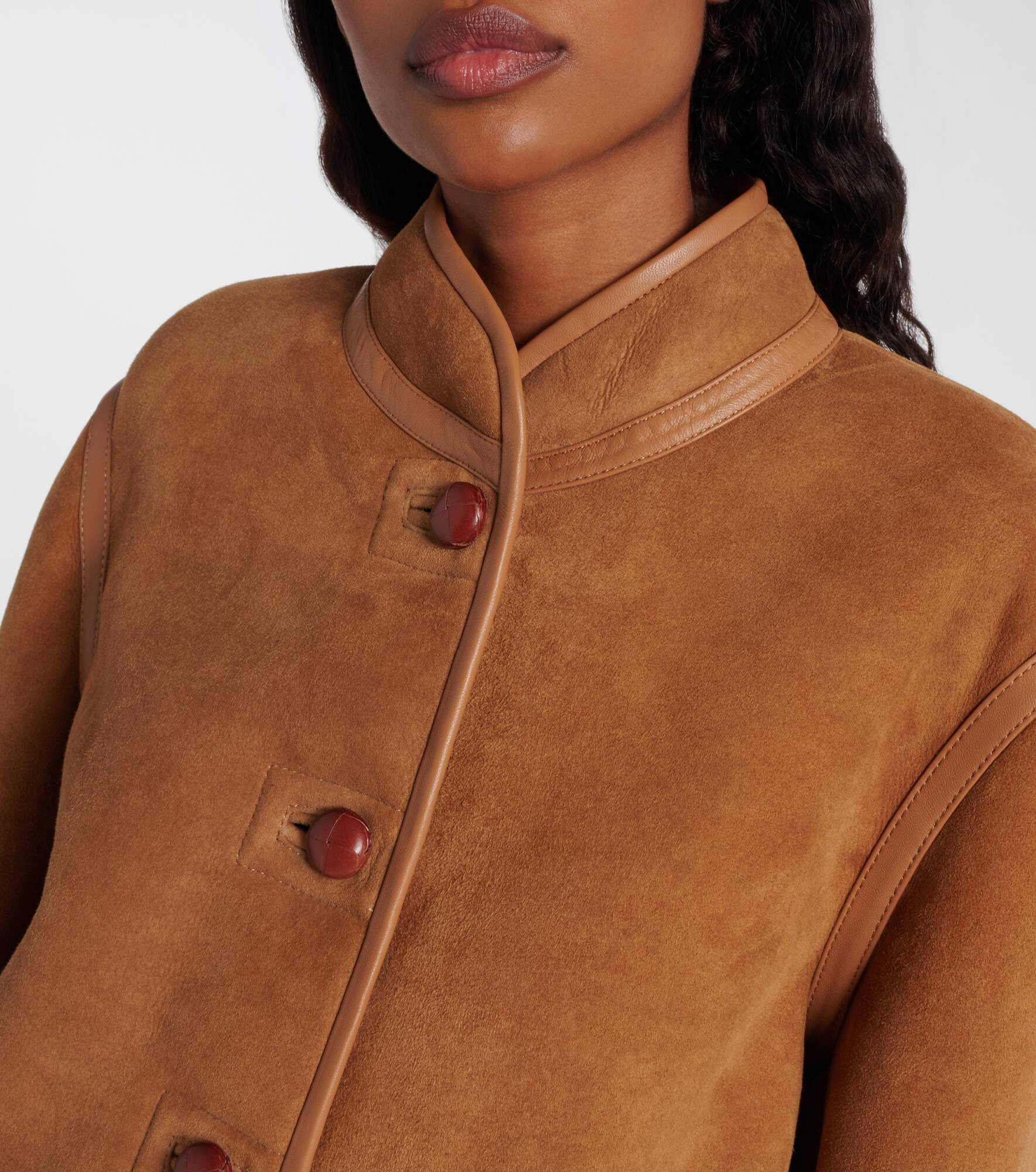 Curly shearling-lined suede jacket - 4