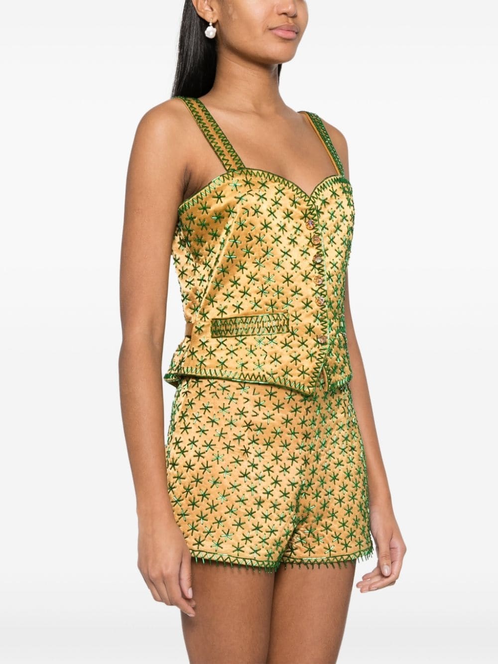 embroidered-design tank top - 3