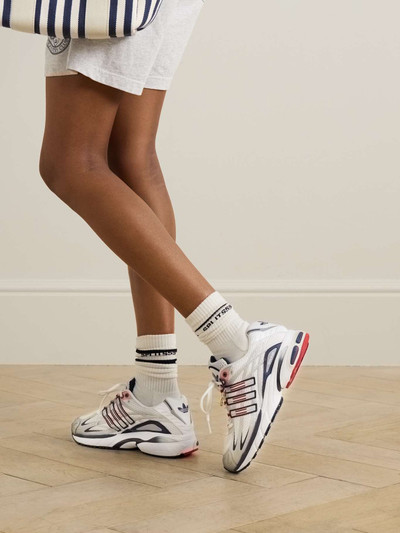 adidas Originals + Sporty & Rich Olympic Adistar embellished faux leather and rubber-trimmed mesh sneakers outlook