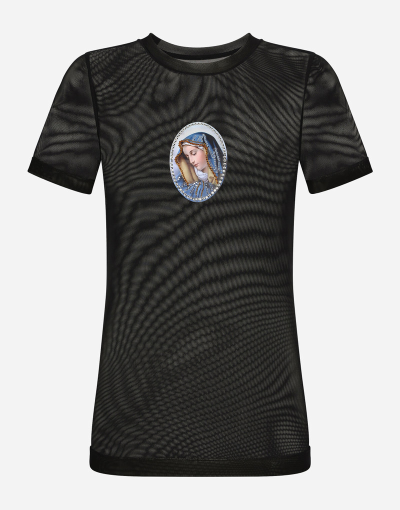 Tulle T-shirt with sacred image patch 1