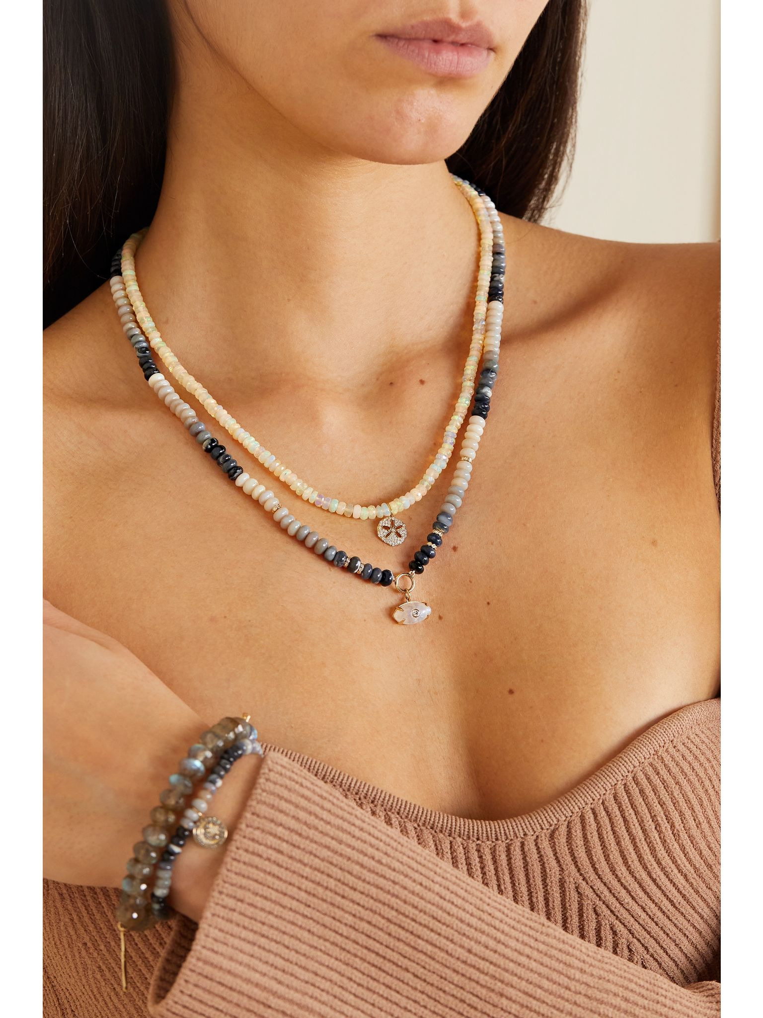 14-karat gold multi-stone necklace Gold - 5