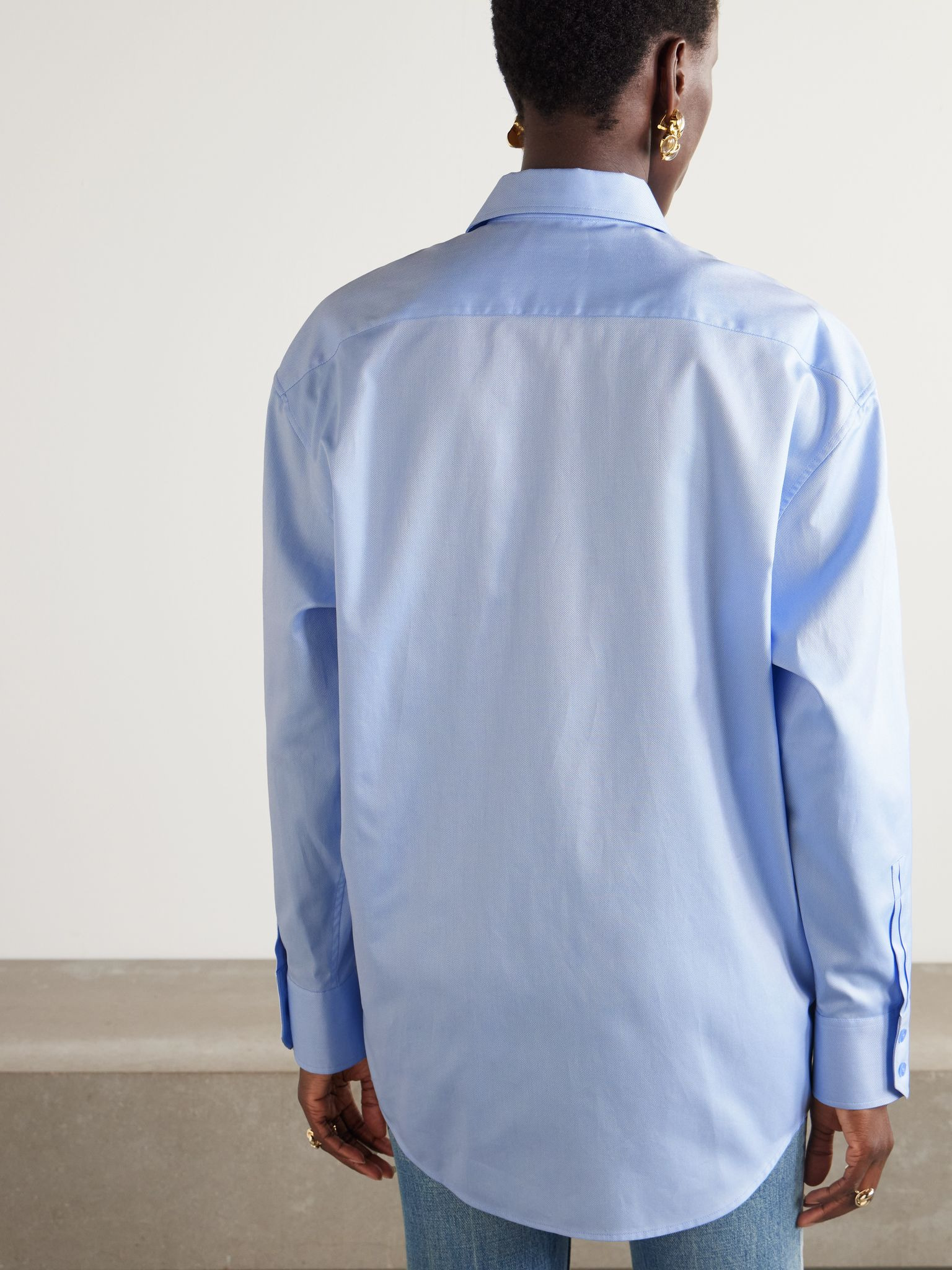 Oversized Cotton Oxford shirt Blue - 4
