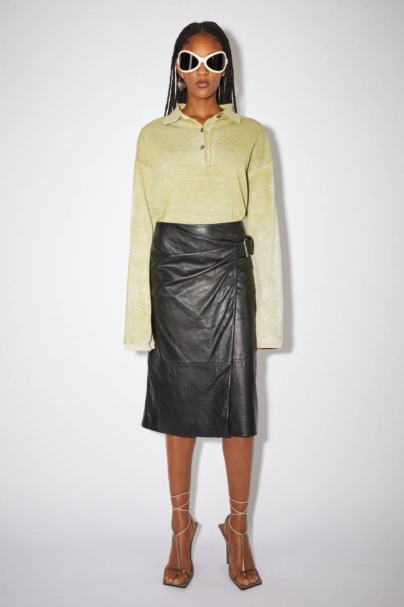 Acne Studios Leather wrap skirt - Black outlook